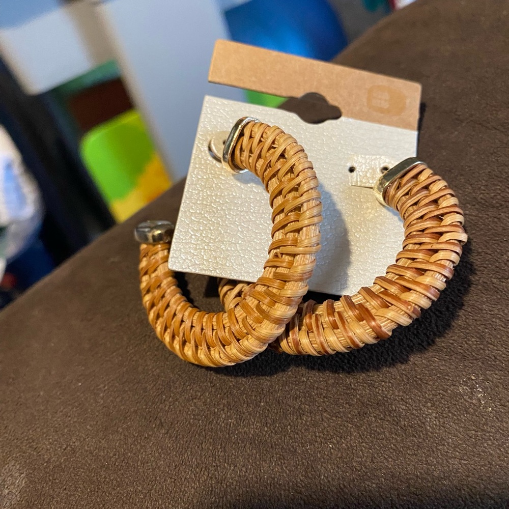Buckle brand new earrings hoop rattan boho beachy